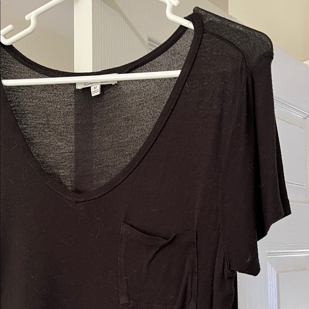 Active USA Black V-Neck Tee
